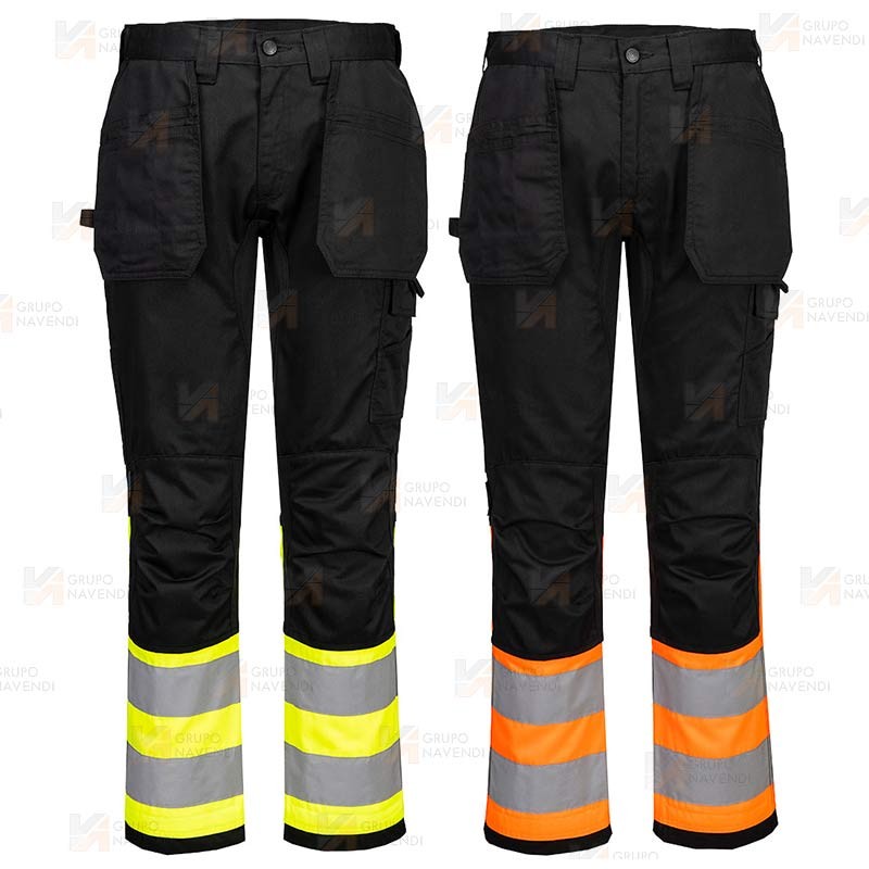 Pantalón, bicolor con tejido ecológico y bolsillos desmontables en alta visibilidad