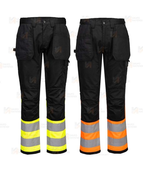 Pantalón, bicolor con tejido ecológico y bolsillos desmontables en alta visibilidad