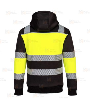Chaqueta sudadera bicolor alta visibilidad con capucha