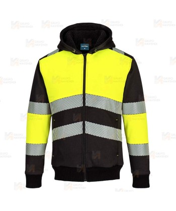Chaqueta sudadera bicolor alta visibilidad con capucha