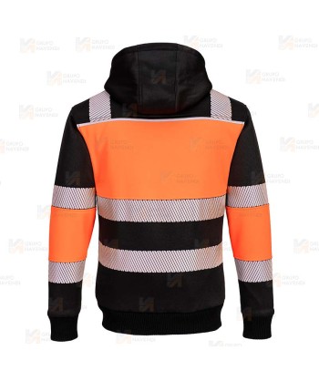 Chaqueta sudadera bicolor alta visibilidad con capucha
