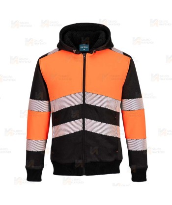 Chaqueta sudadera bicolor alta visibilidad con capucha