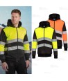 Chaqueta sudadera bicolor alta visibilidad con capucha