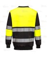 Sudadera bicolor alta visibilidad con cuello redondo
