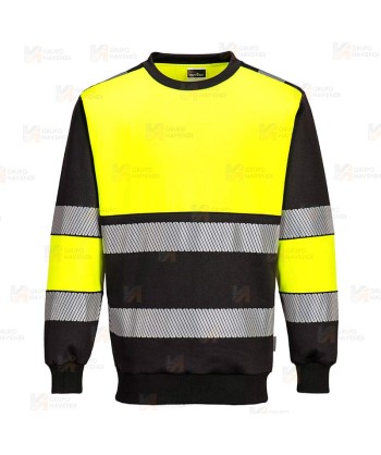 Sudadera bicolor alta visibilidad con cuello redondo