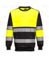 Sudadera bicolor alta visibilidad con cuello redondo