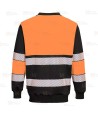 Sudadera bicolor alta visibilidad con cuello redondo