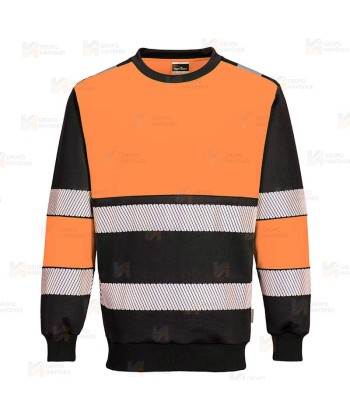 Sudadera bicolor alta visibilidad con cuello redondo
