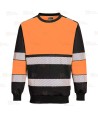 Sudadera bicolor alta visibilidad con cuello redondo