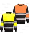 Sudadera bicolor alta visibilidad con cuello redondo