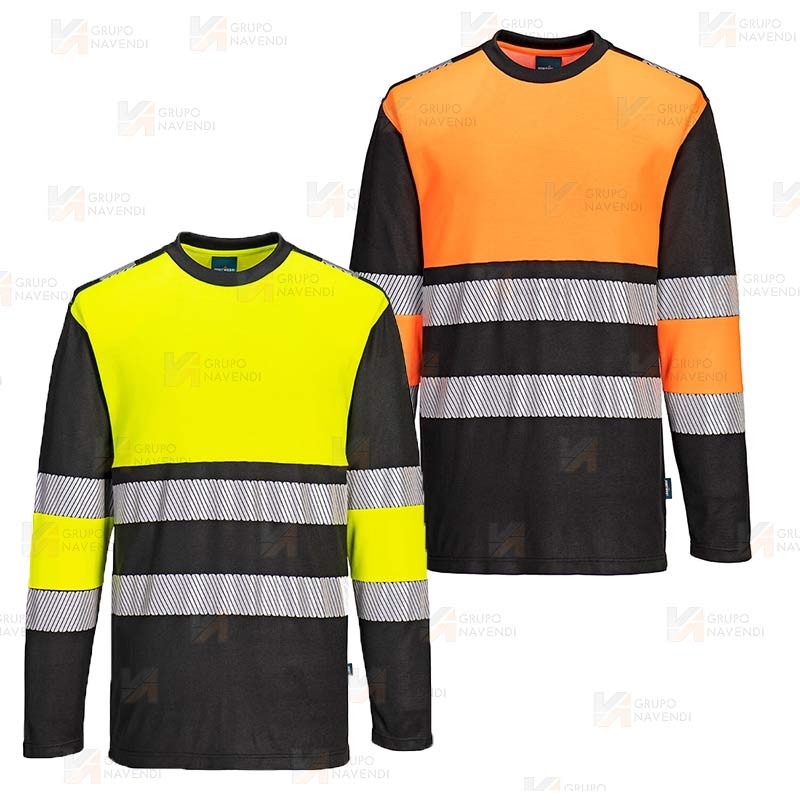 Camiseta bicolor alta visibilidad de manga larga