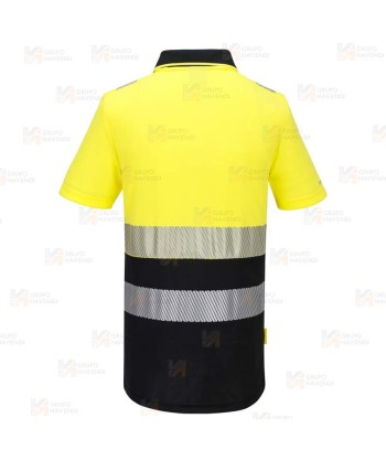 Polo de manga corta de alta visibilidad con media cremallera
