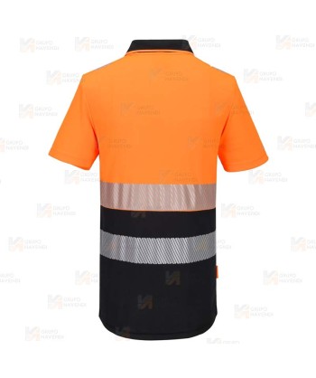 Polo de manga corta de alta visibilidad con media cremallera