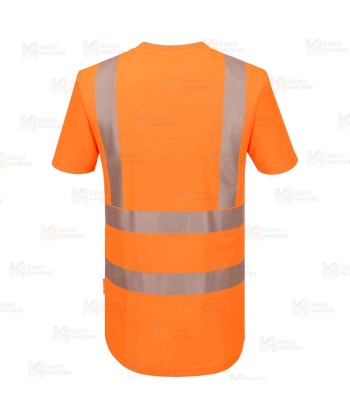 Camiseta alta visibilidad con cintas reflectantes segmentadas