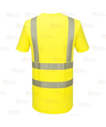 Camiseta alta visibilidad con cintas reflectantes segmentadas