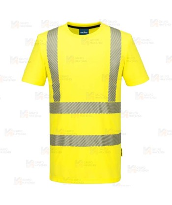 Camiseta alta visibilidad con cintas reflectantes segmentadas