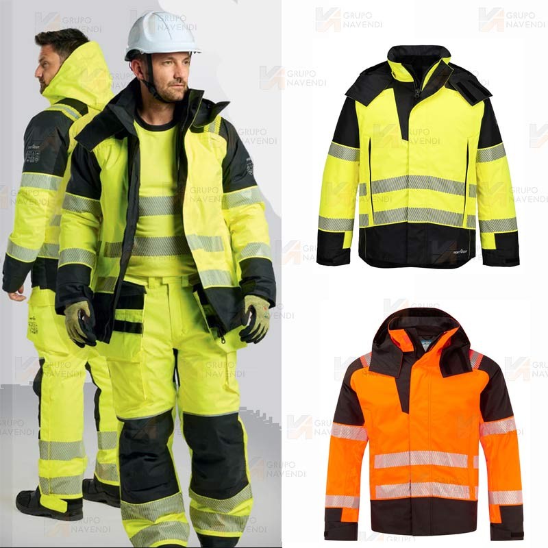 Cazadora ignífuga Modaflame de alta visibilidad, multinorma, impermeable, con forro térmico
