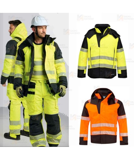 Cazadora ignífuga Modaflame de alta visibilidad, multinorma, impermeable, con forro térmico