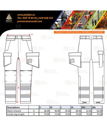Pantalón ignífugo Modaflame de alta visibilidad, multinorma, impermeable y con forro