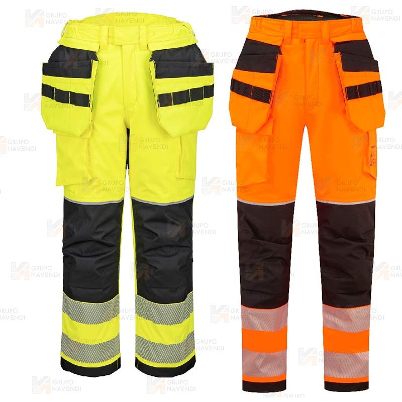 Pantalón ignífugo, con forro, impermeable, de alta visibilidad y multinorma