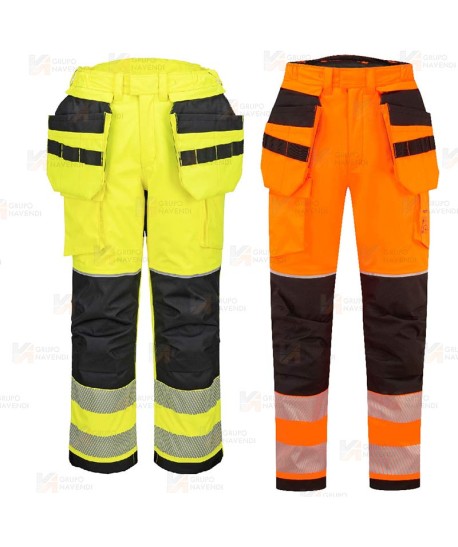 Pantalón ignífugo, con forro, impermeable, de alta visibilidad y multinorma