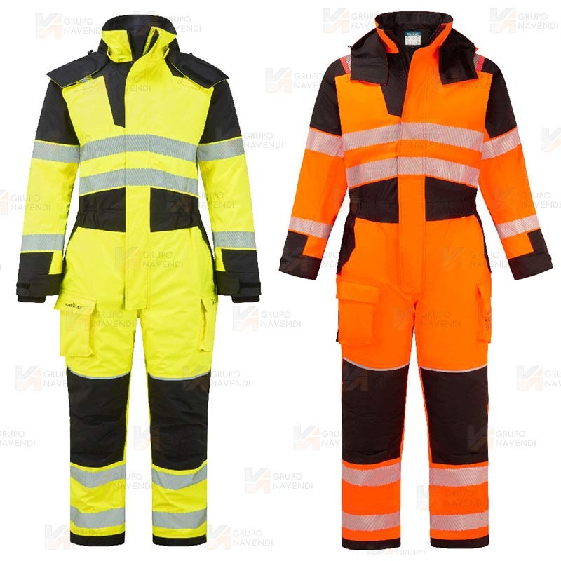 Buzo ignífugo Modaflame de alta visibilidad, multinorma, impermeable, con forro térmico