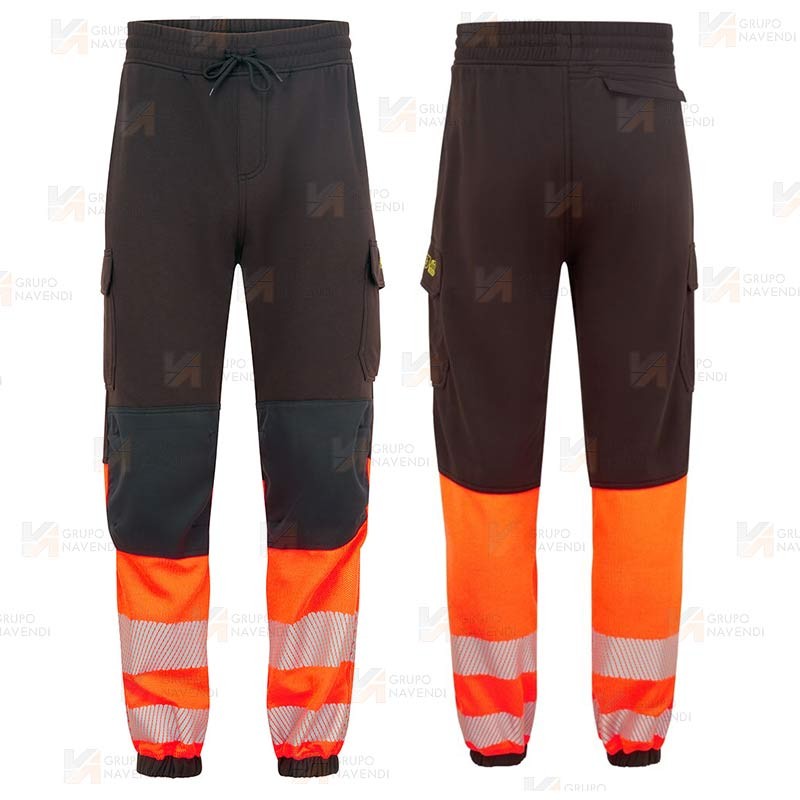 Pantalón Jogger ignífugo Modaflame de alta visibilidad y multinorma naranja flúor y negro
