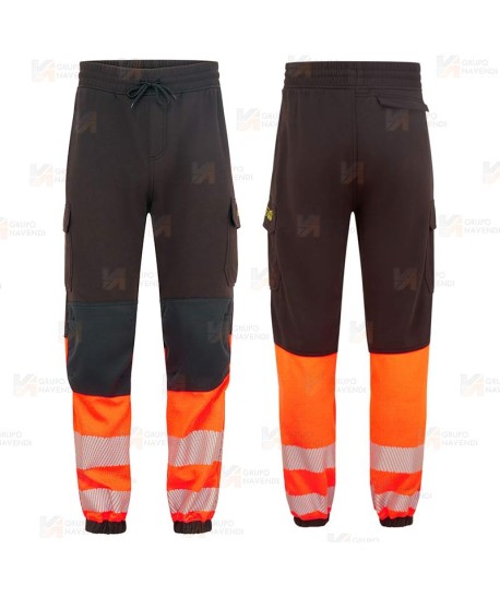 Pantalón Jogger ignífugo Modaflame de alta visibilidad y multinorma naranja flúor y negro