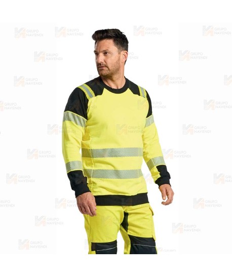 Sudadera ignífuga Modaflame de alta visibilidad y multinorma color amarillo flúor y negro