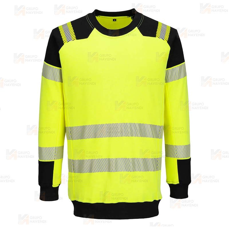 Sudadera ignífuga Modaflame de alta visibilidad y multinorma color amarillo flúor y negro