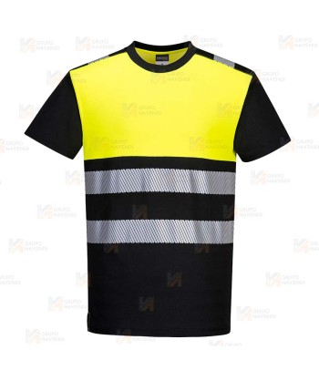 Camiseta bicolor alta visibilidad con cintas reflectantes segmentadas