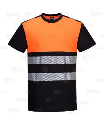 Camiseta bicolor alta visibilidad con cintas reflectantes segmentadas