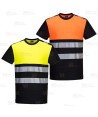 Camiseta bicolor alta visibilidad con cintas reflectantes segmentadas