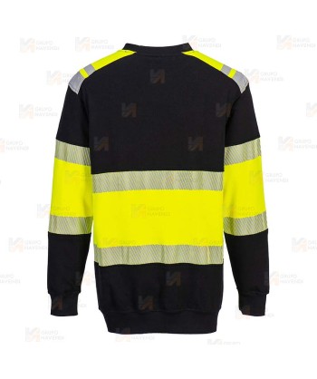 Sudadera bicolor PW3 de alta visibilidad color negro y amarillo alta visibilidad
