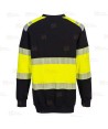 Sudadera bicolor PW3 de alta visibilidad color negro y amarillo alta visibilidad