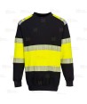 Sudadera bicolor PW3 de alta visibilidad color negro y amarillo alta visibilidad