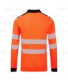 Polo ignífugo Modaflame de alta visibilidad y multinorma color naranja flúor y negro