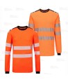 Camiseta ignífuga Modaflame de alta visibilidad y multinorma color naranja flúor y negro
