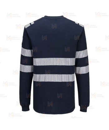 Camiseta de manga larga de Modaflame y cintas segmentadas color azul marino