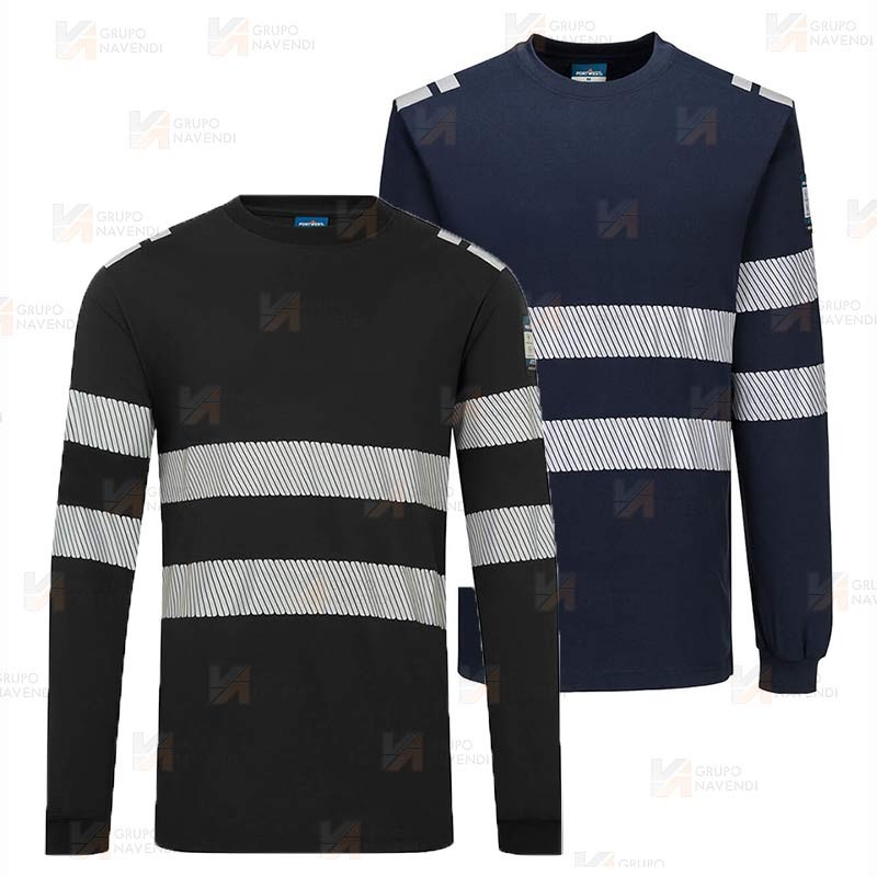 Camiseta de manga larga de Modaflame y cintas segmentadas color negro