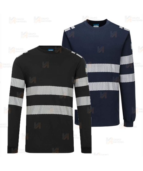 Camiseta de manga larga de Modaflame y cintas segmentadas color negro