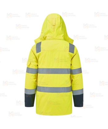 Parka ignífuga con forro, impermeable, transpirable y multinorma