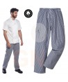 Pantalón de cocina de algodón de cuadritos azules