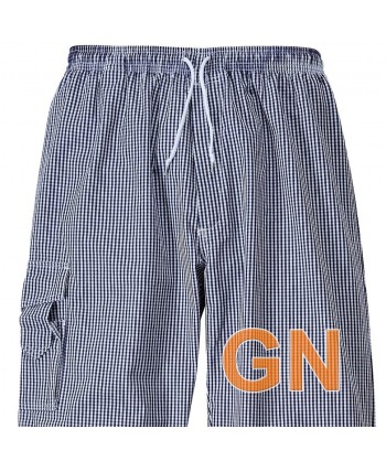 Pantalón de cocina de algodón de cuadritos azules