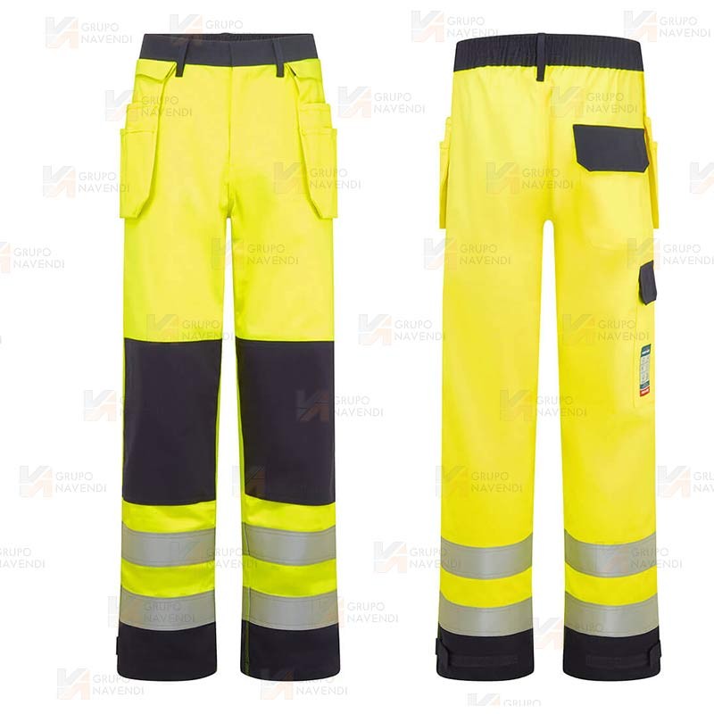 Pantalón ignífugo de alta visibilidad y multinorma 345 gr