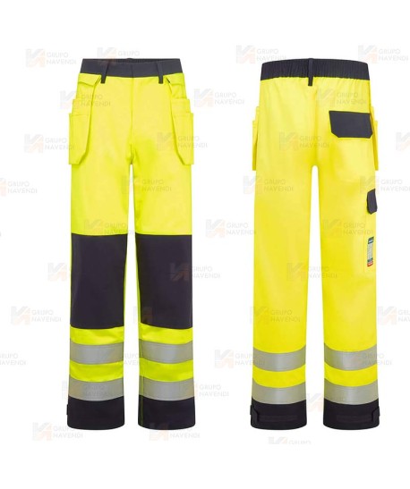 Pantalón ignífugo de alta visibilidad y multinorma 345 gr