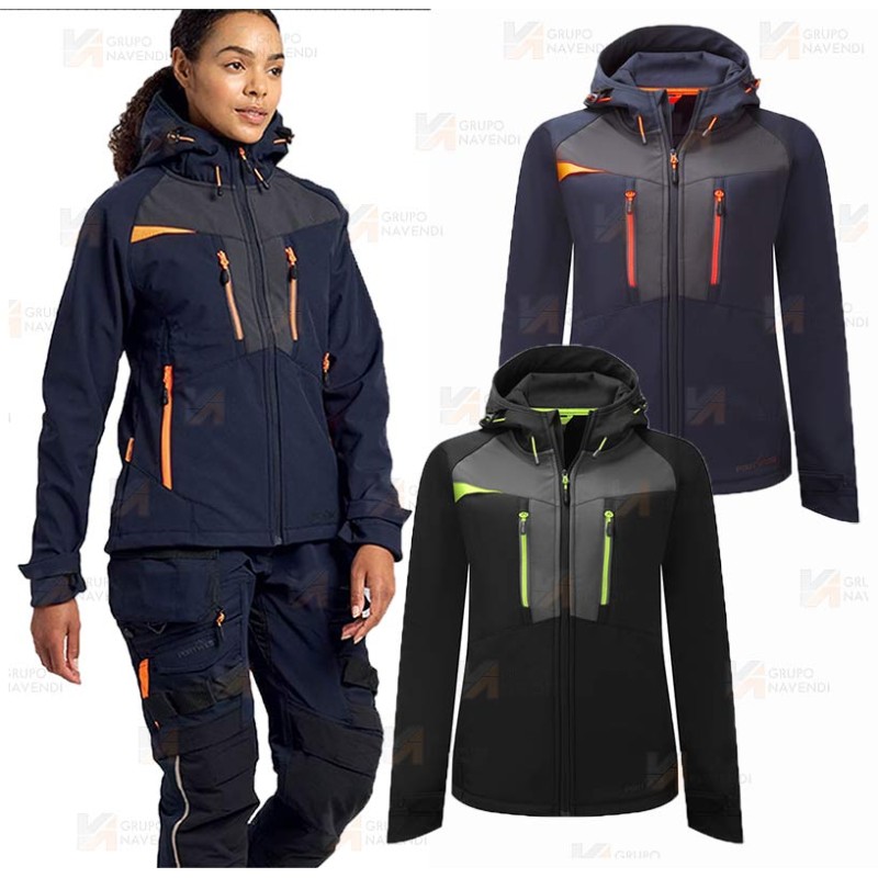 Softshell de tres capas, multielástico, anti desgarros y con capucha (Mujer)