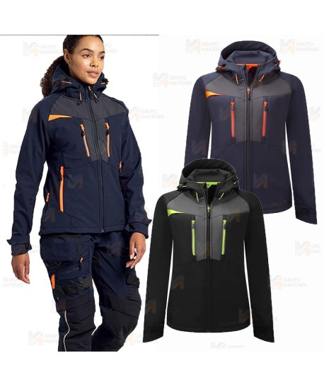 Softshell de tres capas, multielástico, anti desgarros y con capucha (Mujer)