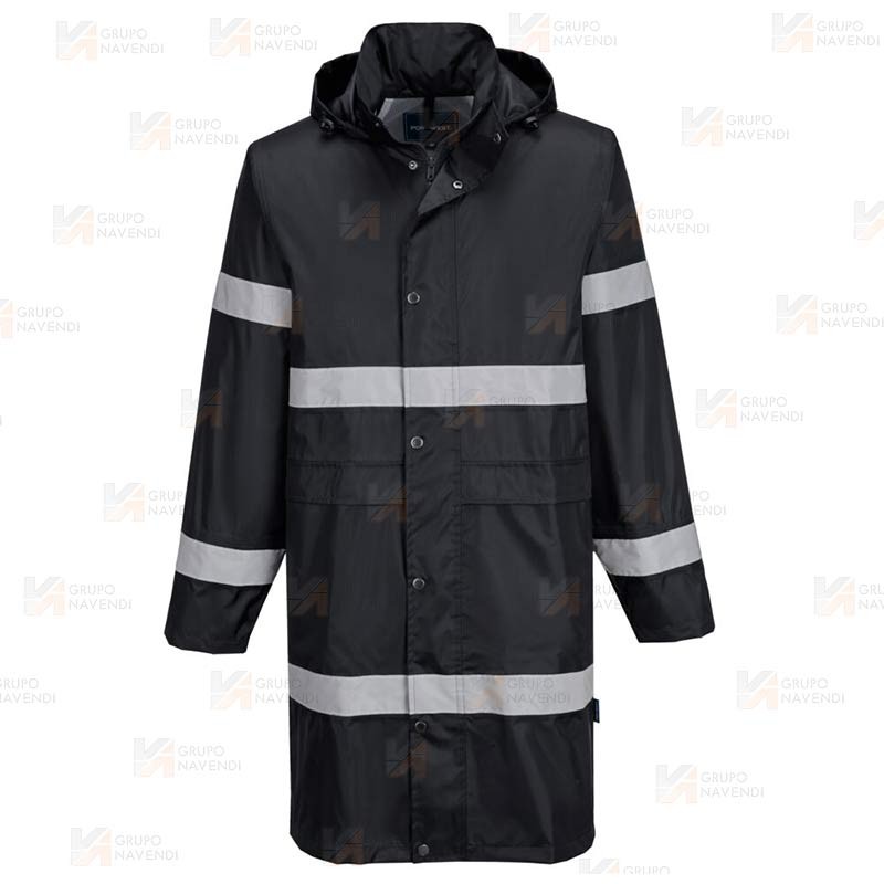 Gabardina transpirable con cintas reflectantes