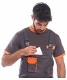 Peto laboral bicolor muy resistente color gris y naranja